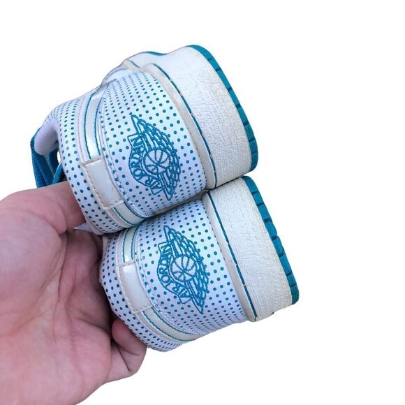 RARE 2008 Nike Air Jordan 1 Phat Low White Laser Blue Polka Size 6 - Picture 3 of 16